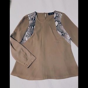 Chocolate Brown and Snakeskin print Blouse